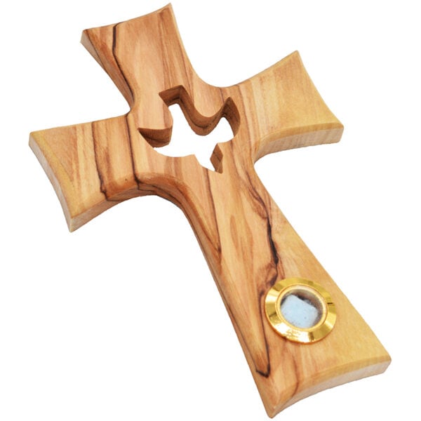 Olive Wood Cross With Holy Spirit Dove and Incense - 6"