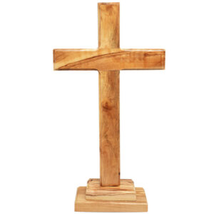 Free Standing Olive Wood Cross from Jerusalem - 10" inch (front)