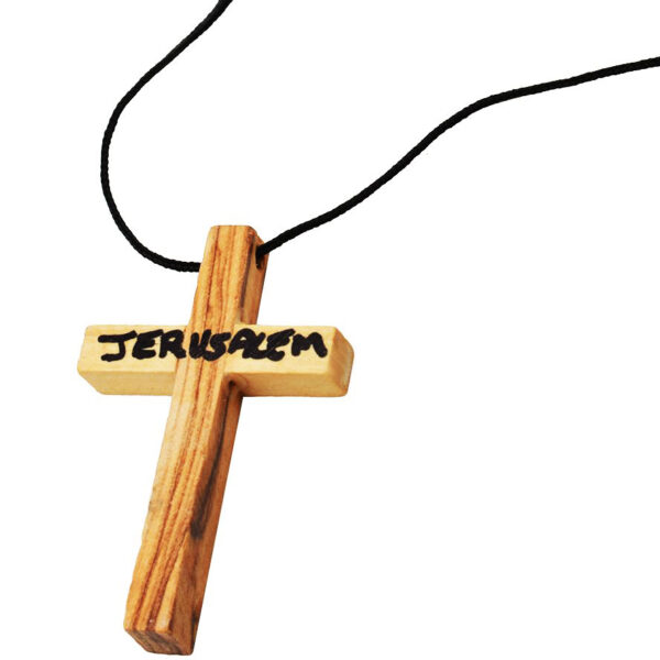 Olive Wood Cross Necklace from Jerusalem