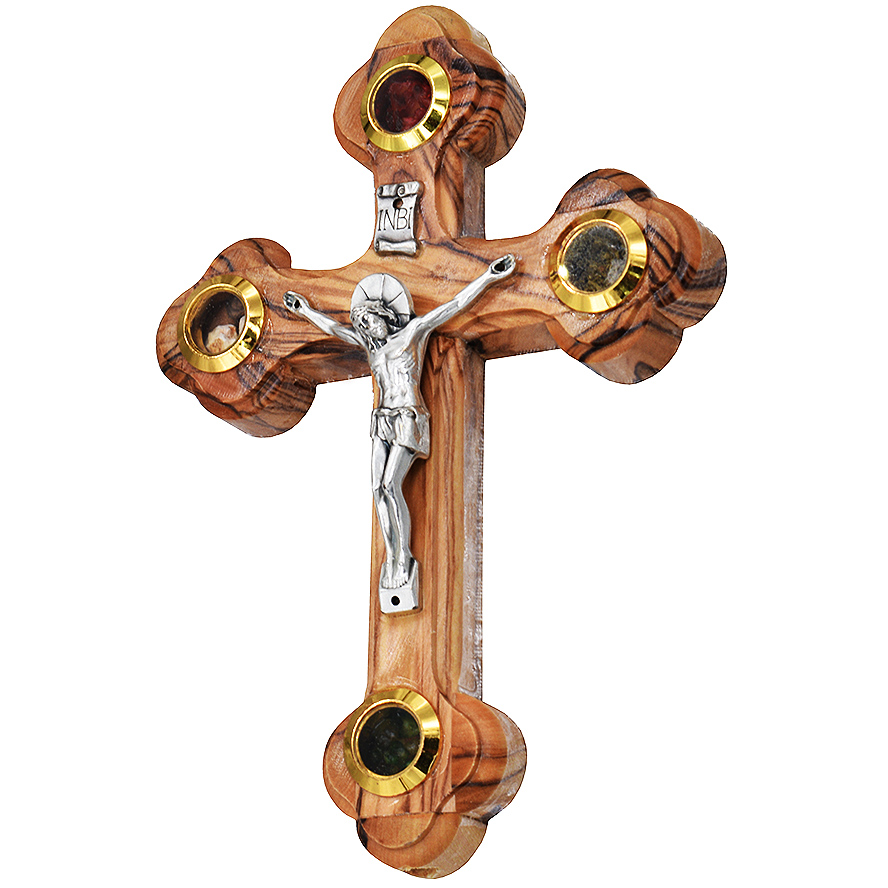 Olive Wood ‘Crucifix Orthodox Cross’ Wall Hanging with Incense – 5″ inch