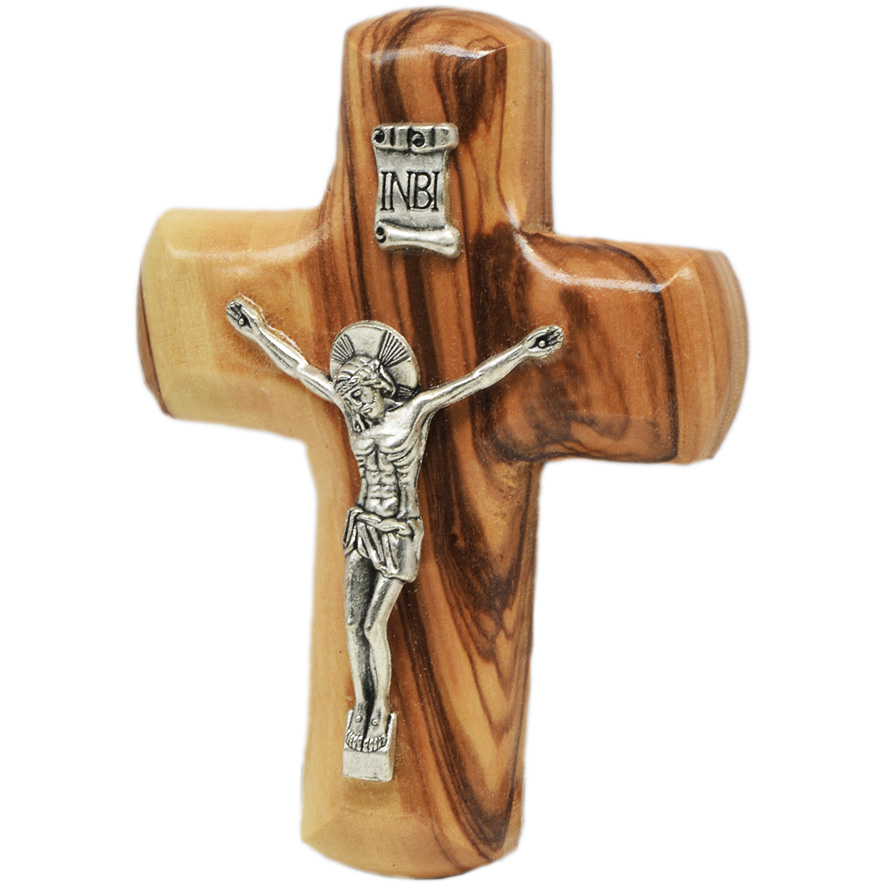 Olive Wood Crucifix with Fridge Magnet – Made in Bethlehem (standing)
