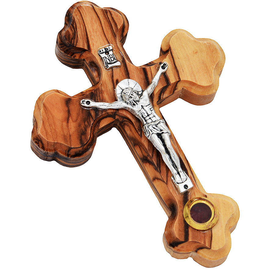 Crucifix' Olive Wood Othodox Cross for Wall with Incense - 5" inch