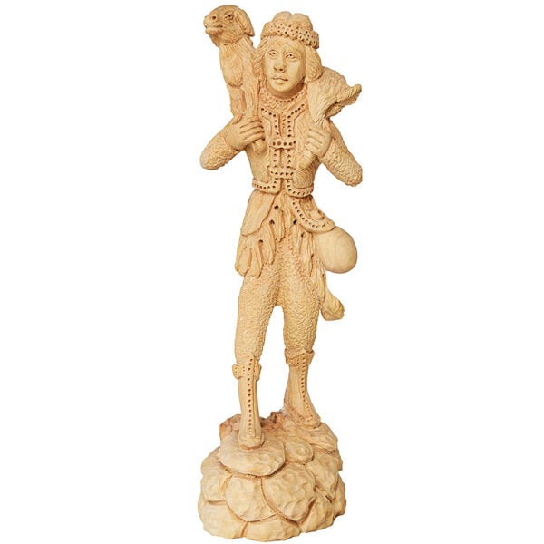 Biblical Art 'David the Shepherd Boy' Statue 'Grade A' Olive Wood Figurine
