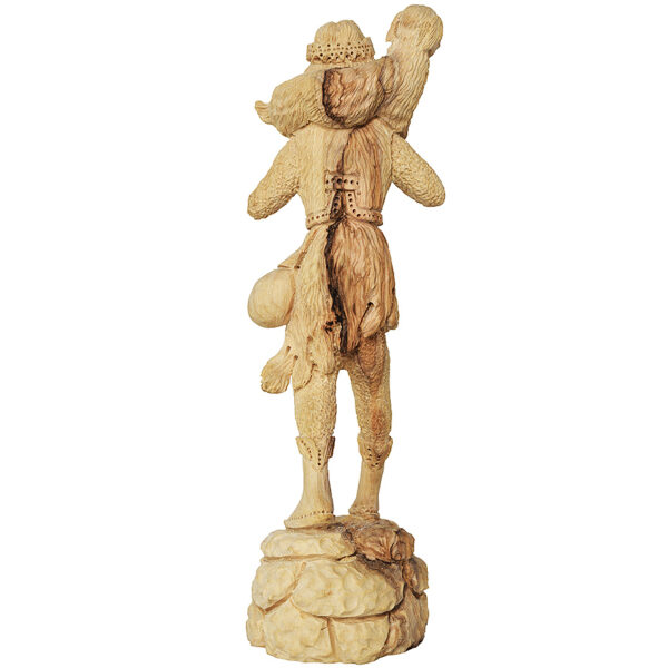 Biblical Art 'David the Shepherd Boy' Statue 'Grade A' Olive Wood Figurine (rear view)