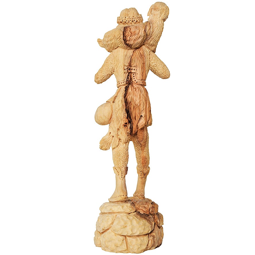 Biblical Art ‘David the Shepherd Boy’ Statue ‘Grade A’ Olive Wood Figurine (rear view)