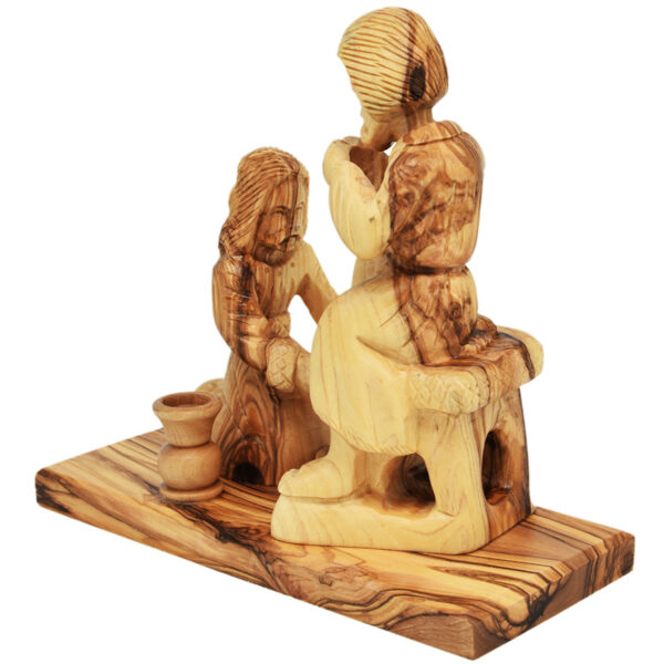 'Jesus Washes the Feet of Peter' Olive Wood Ornament (back view)