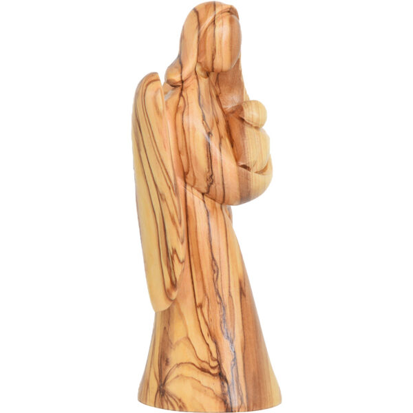 Angel with Wings holding a Baby - Olive Wood Ornament - 5.5" (side view)