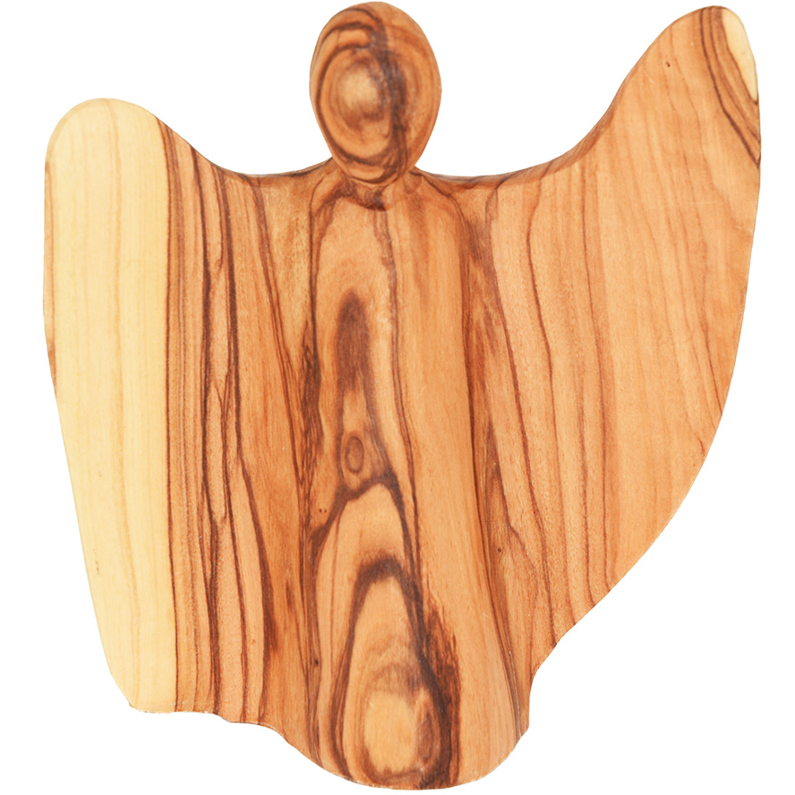 Olive Wood Angel with Wings Open – Faceless – Made in Bethlehem