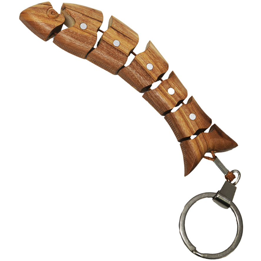 Olive Wood Fish Keychain from The Holy Land – Expandable – expanded