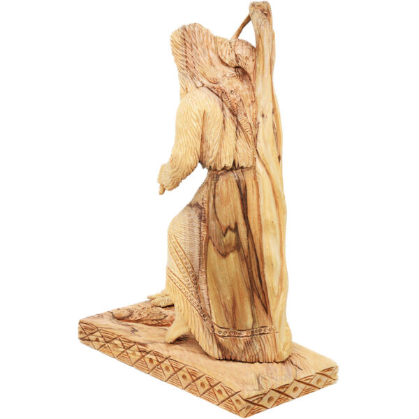 St. James and the Scallop Shell - Olive Wood Carved Ornament - 10" (back view)