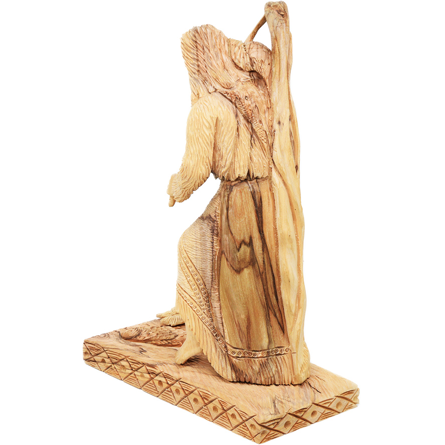 St. James and the Scallop Shell – Olive Wood Carved Ornament – 10″ (back view)
