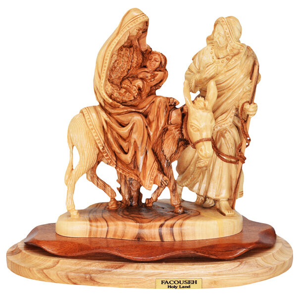 Holy Family 'Flight to Egypt' Olive Wood Carving - Bethlehem 6"