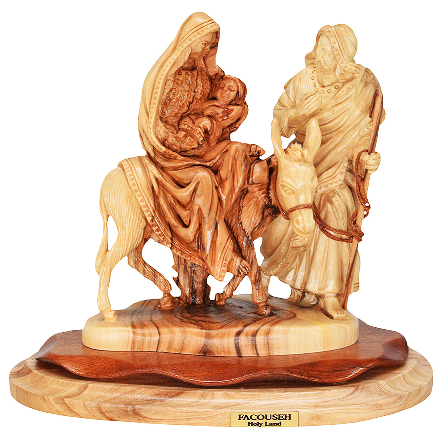 Holy Family ‘Flight to Egypt’ Olive Wood Carving – Bethlehem 6″