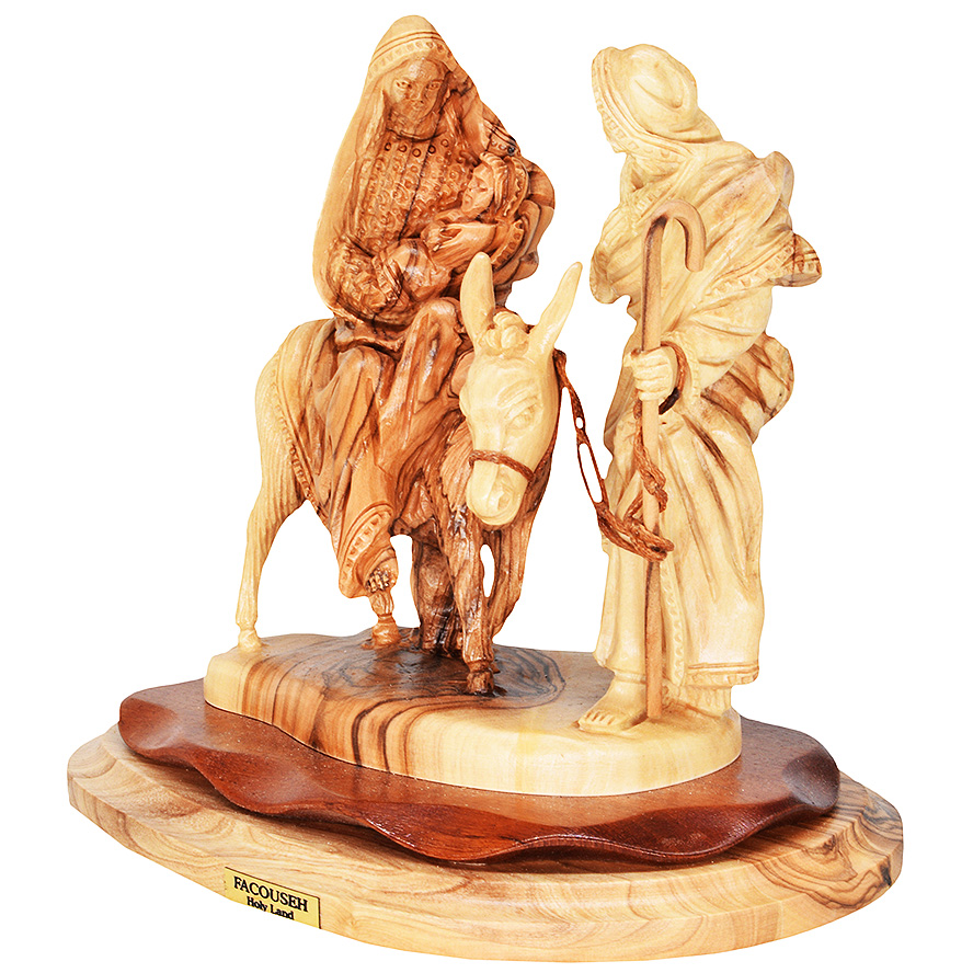 Holy Family ‘Flight to Egypt’ Olive Wood Carving – Bethlehem 6″