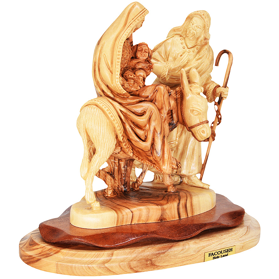 Holy Family ‘Flight to Egypt’ Olive Wood Carving – Bethlehem 6″