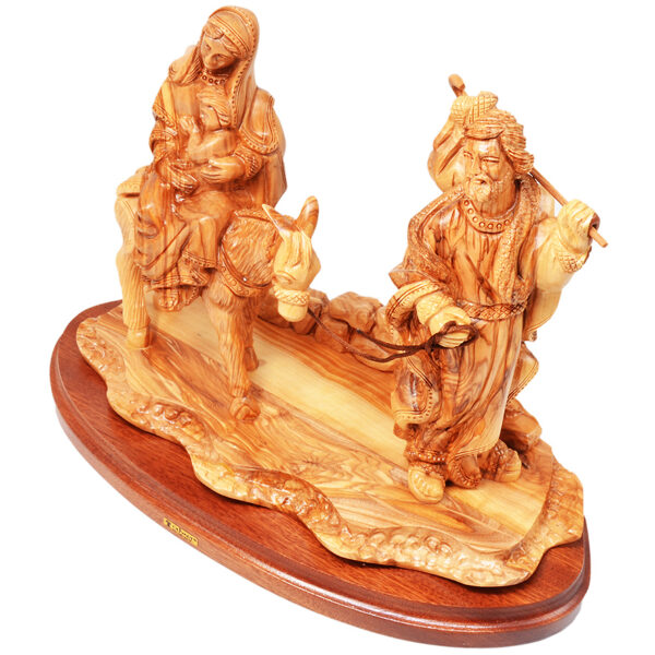 Holy Family 'Flight to Egypt' Olive Wood Carving - Bethlehem 15" (from above)