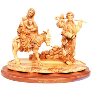 Holy Family 'Flight to Egypt' Olive Wood Carving - Bethlehem 15"
