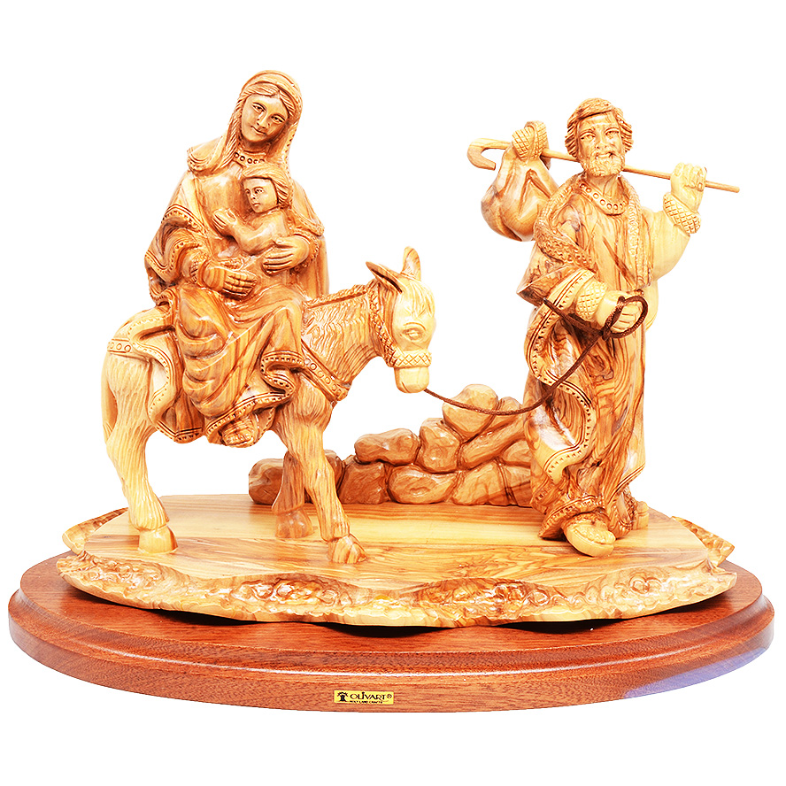 Holy Family ‘Flight to Egypt’ Olive Wood Carving – Bethlehem 15″