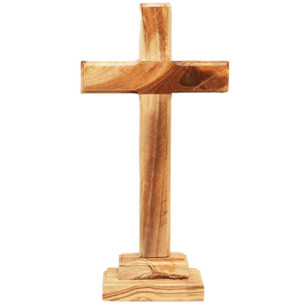 Free Standing Olive Wood Cross from the Holy Land - 8"