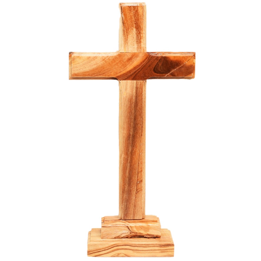 Free Standing Olive Wood Cross from the Holy Land – 8″