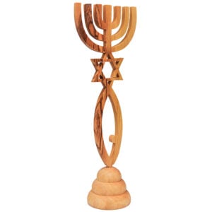 'Grafted In' Messianic Symbol - Free Standing Olive Wood Ornament (side view)