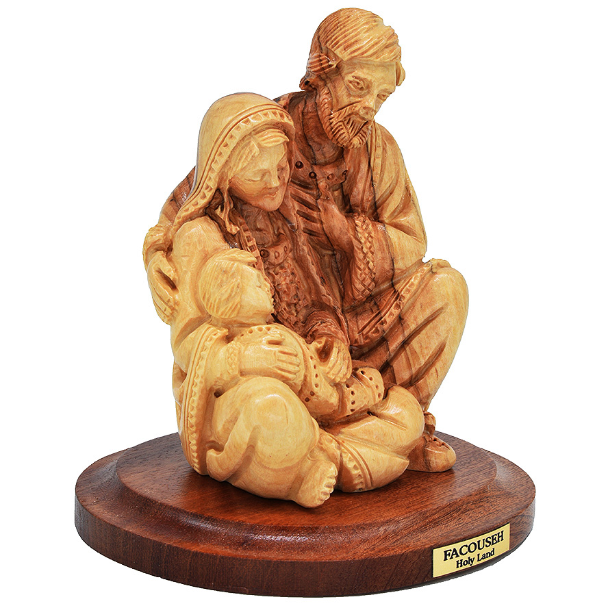 ‘Holy Family’ Figurine Olive Wood Carving from Bethlehem – 4.5″