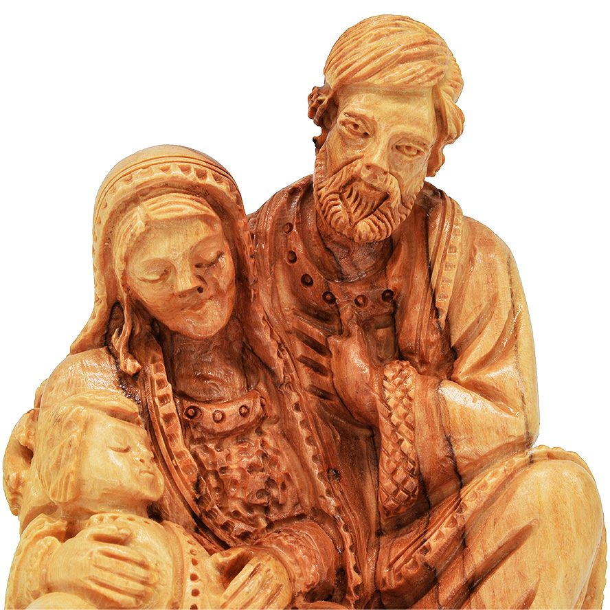 ‘Holy Family’ Figurine Olive Wood Carving from Bethlehem – 4.5″ (Detail)