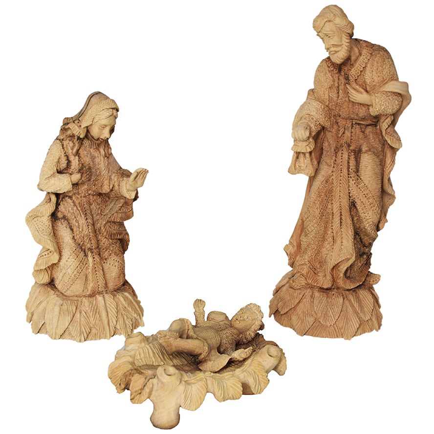 Biblical Art 'The Holy Family' Statue set 'Grade A' Olive Wood Figurines