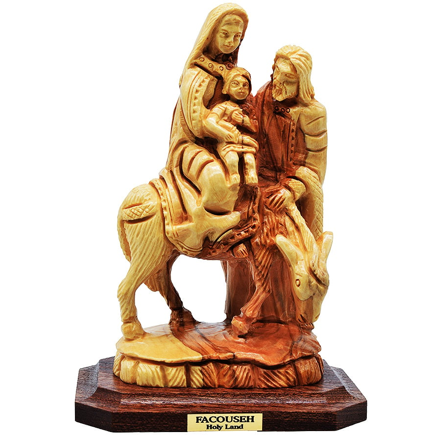 The Holy Family' Flight to Egypt Olive Wood Carving - 6"
