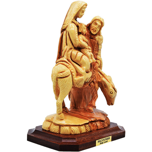 'The Holy Family' Flight to Egypt Olive Wood Carving - 6" (side)