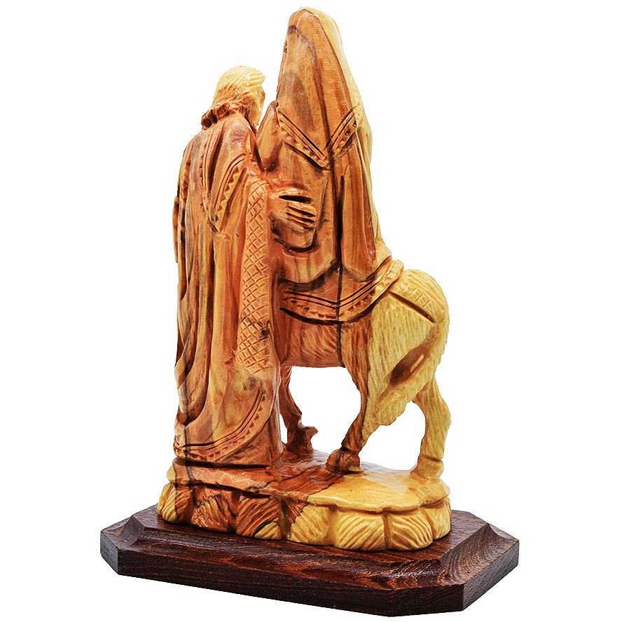 ‘The Holy Family’ Flight to Egypt Olive Wood Carving – 6″ (Back)
