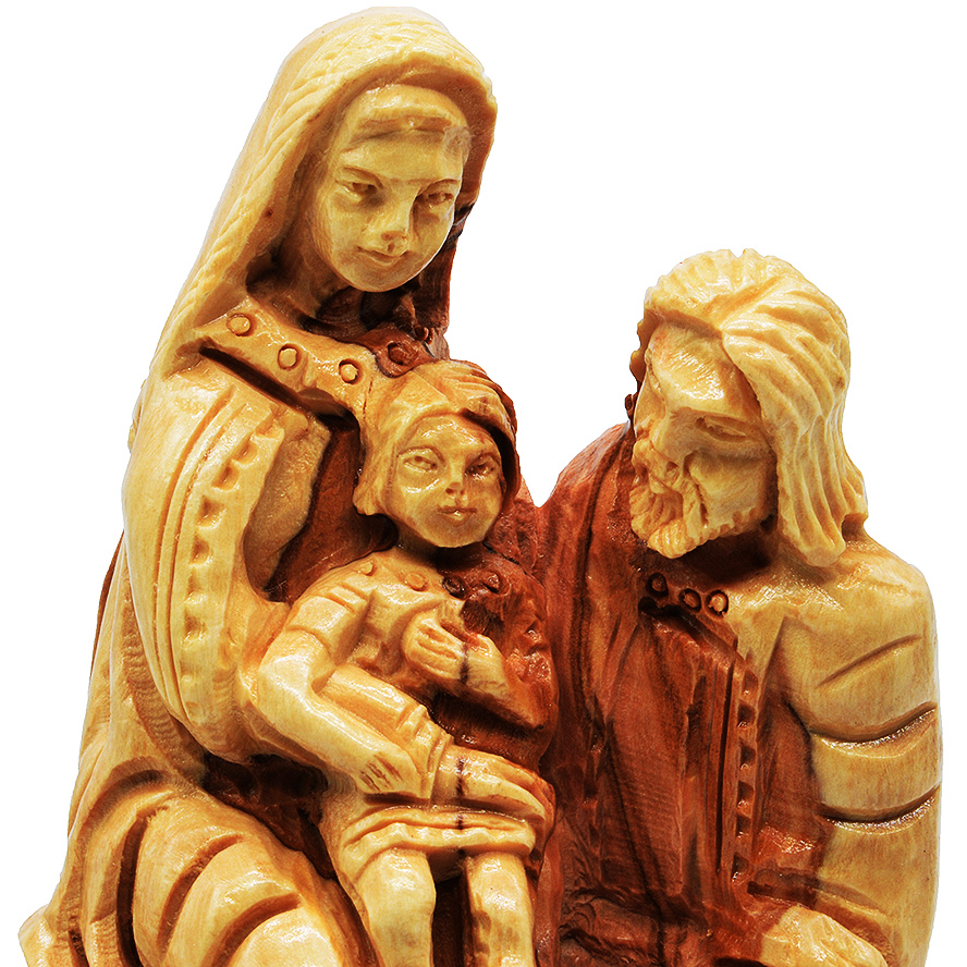 ‘The Holy Family’ Flight to Egypt Olive Wood Carving – 6″