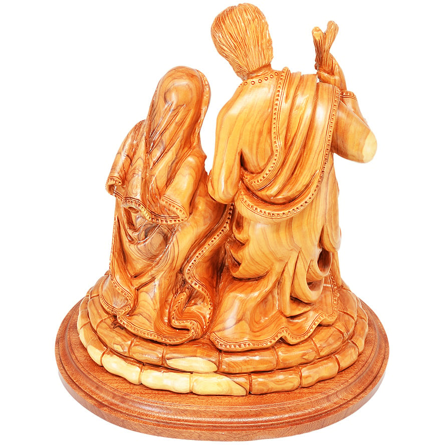 ‘Holy Family’ Manger Scene Olive Wood Carving – Biblical Art – 11″ (back view)