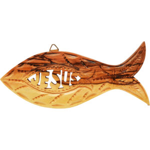 Olive Wood 'Jesus Fish' Wall Hanging - Made in Israel