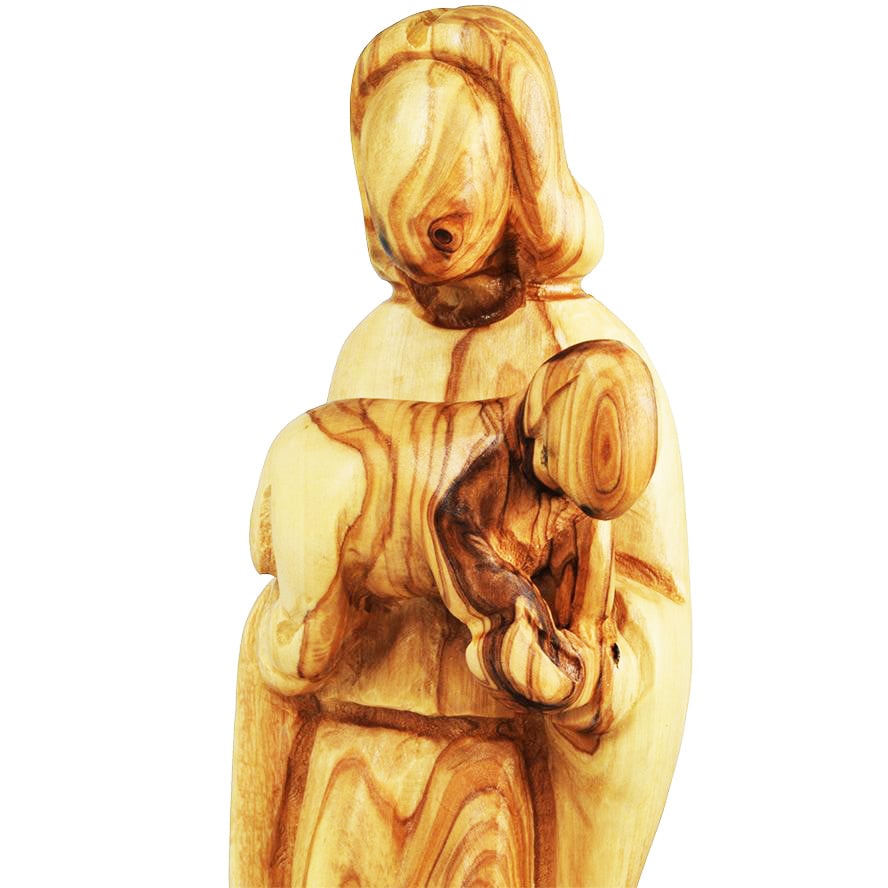 Jesus ‘The Good Shepherd’ Figure – Faceless Olive Wood Statue (detail)