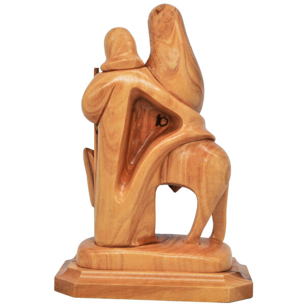 'The Holy Family' Flight to Egypt Olive Wood Carving with Staff - 4"