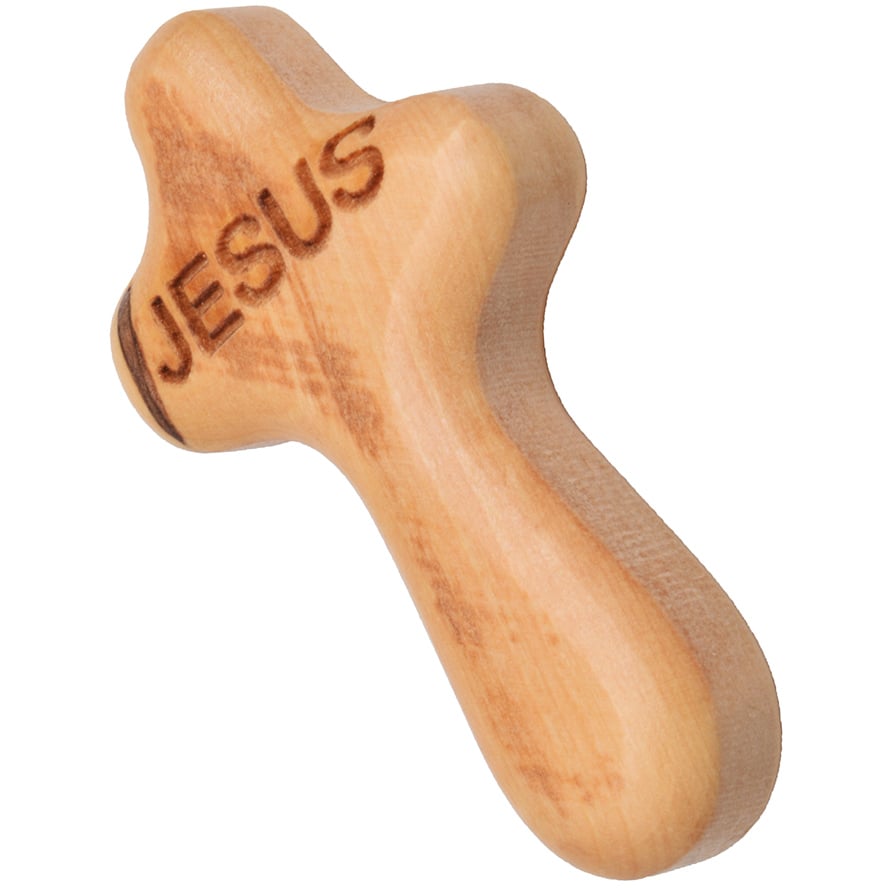 ‘JESUS’ Comfort Cross – Olive Wood Faith Gifts from the Holy Land