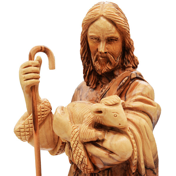 Olive Wood Jesus The Good Shepherd Figure