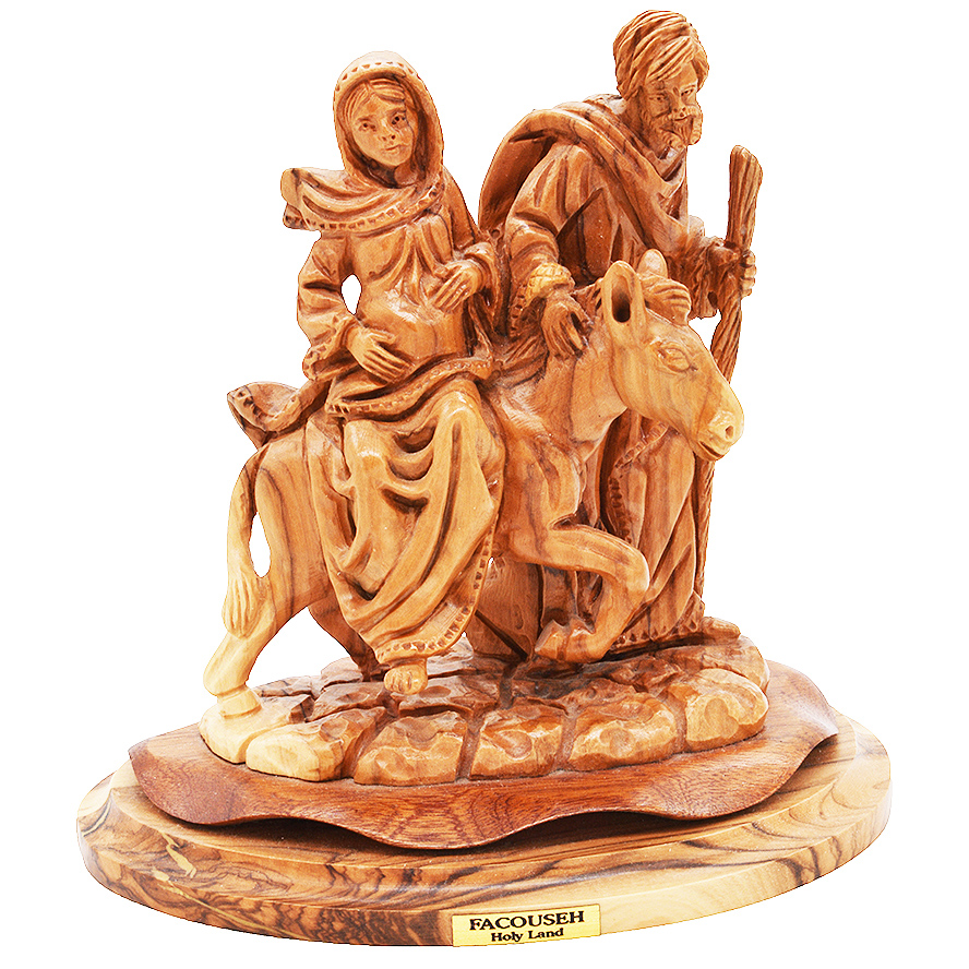 Pregnant Mary and Joseph Travelling by Donkey to Bethlehem