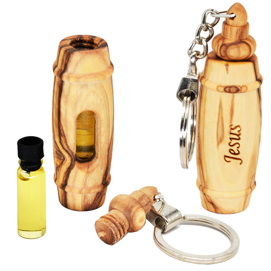 Maranatha Anointing Oil™  Olive wood ‘Jesus’ Keychain
