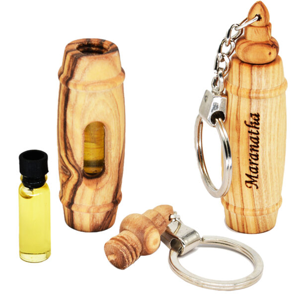 Maranatha Anointing Oil™ Olive Wood Keychain from Israel