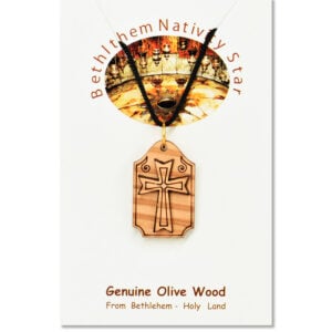 Olive Wood 'Knights Templar Cross' Pendant from Jerusalem (certificate)