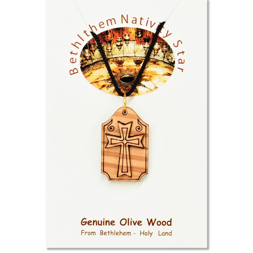 Olive Wood ‘Knights Templar Cross’ Pendant from Jerusalem (certificate)