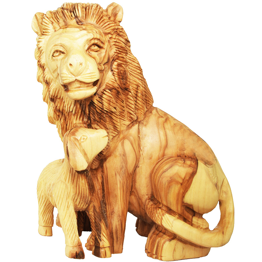 Olive Wood Lion and the Lamb – Biblical Ornament