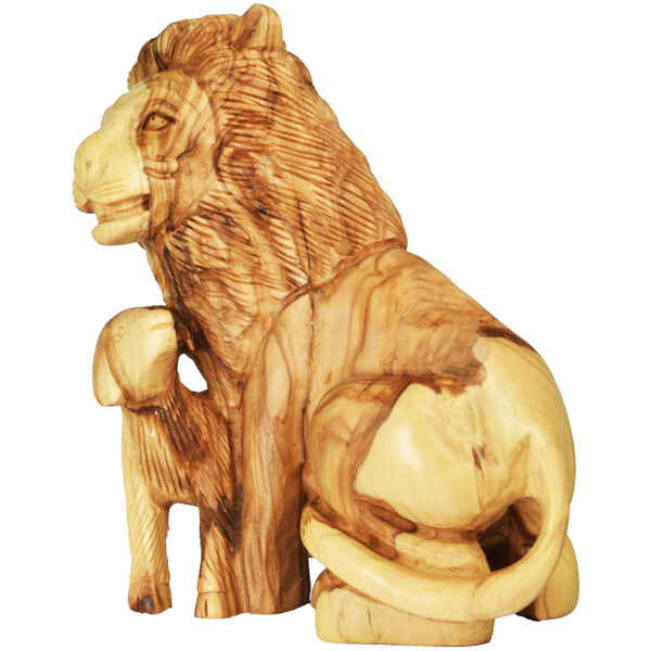 Olive Wood Lion and the Lamb - Biblical Ornament