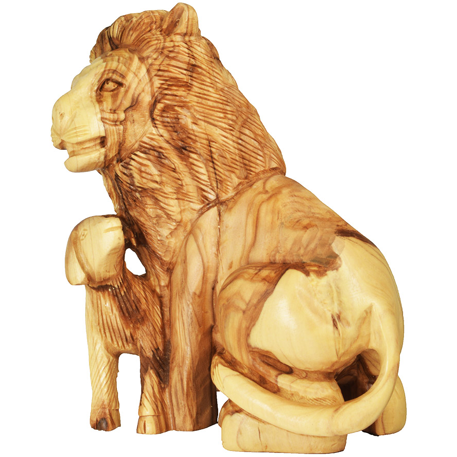 Olive Wood Lion and the Lamb – Biblical Ornament