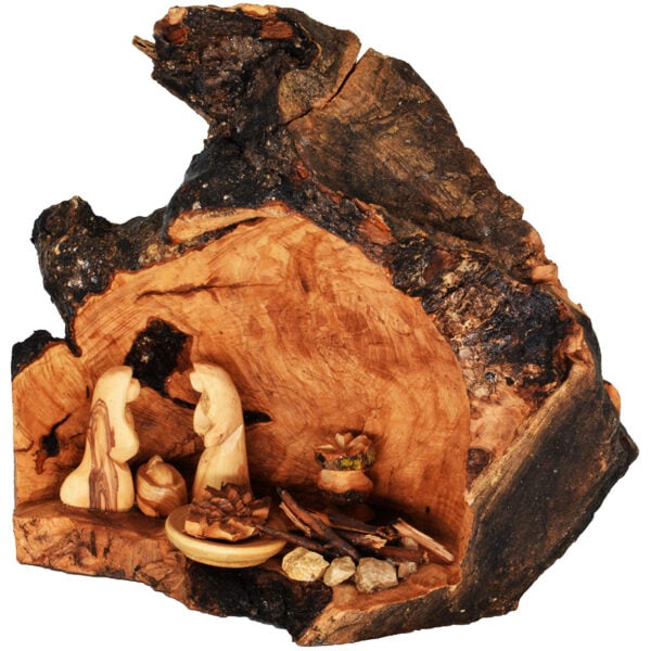 Olive Wood Nativity Cave Fixed Figurines - Bethlehem Branch - Med