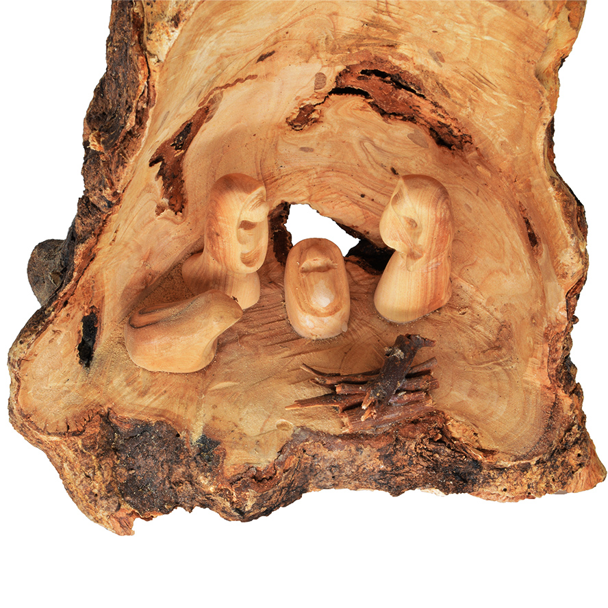 Nativity Cave Faceless Figurine Bethlehem Olive Wood Branch – 7″ detail