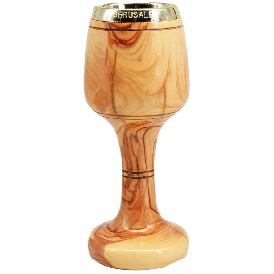 'The LORD's Supper' Olive Wood Cup 'JERUSALEM' insert - 8.5