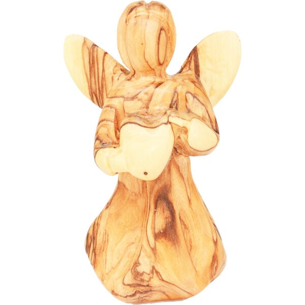 Olive Wood 'Loving Angel' Figurine - Made in Bethlehem - 4"